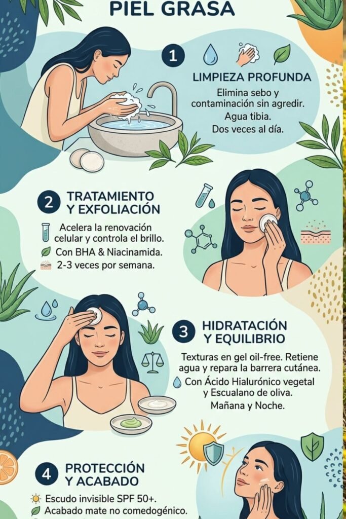 imagen de rutina vegana para piel grasa